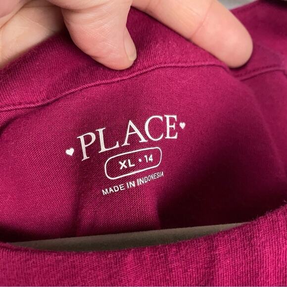 CHILDREN'S PLACE Girl's Hot Pink Fit and Flare Flutter Sleeve Knit Dress Size 14 - Picture 4 of 4